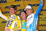 The final podium of the Tour of California 2009: Rogers, Leipheimer, Zabriskie